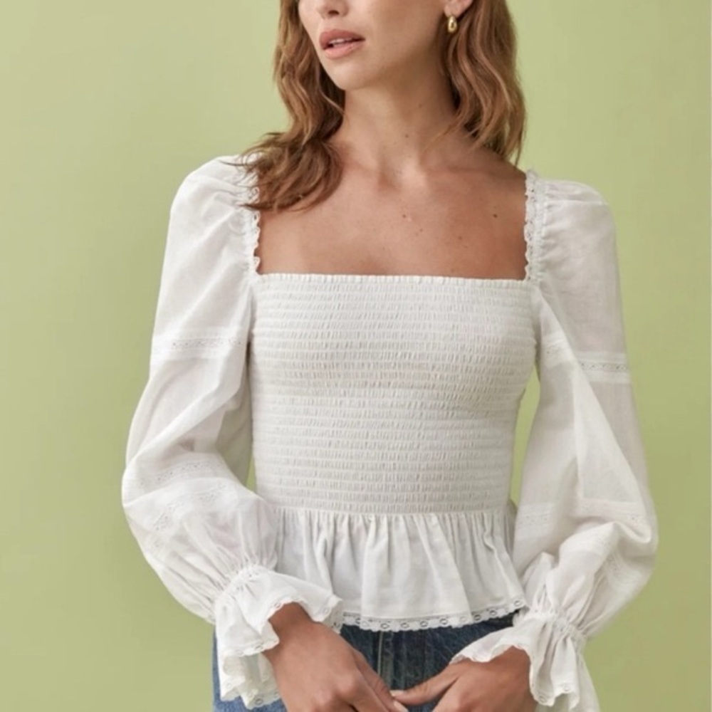 Reformation Roland Top White Size Extra Small